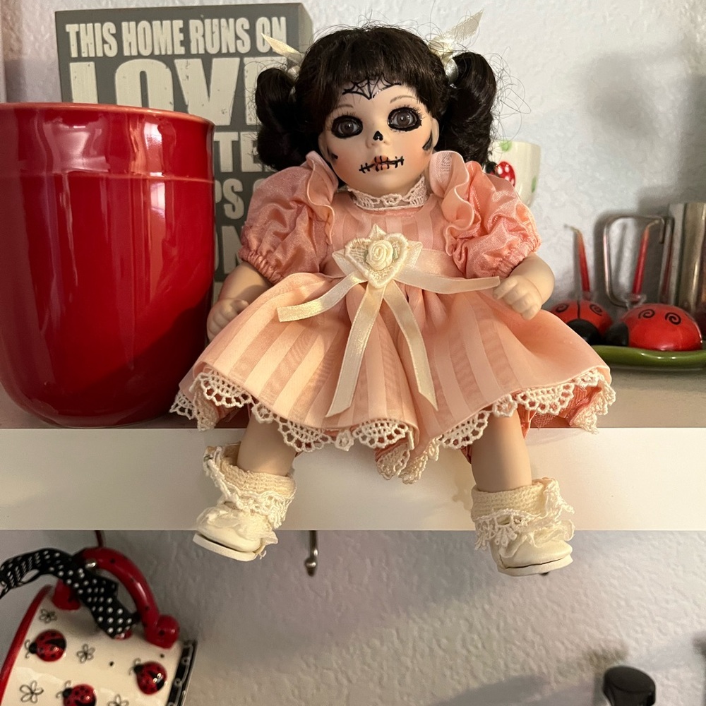 Adorable sugar skull Doll with Lace Dress